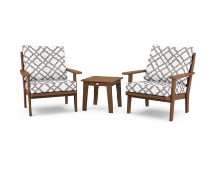 POLYWOOD® Lakeside 3-Piece Deep Seating Chair Set in Teak / Trellis Grey Mist
