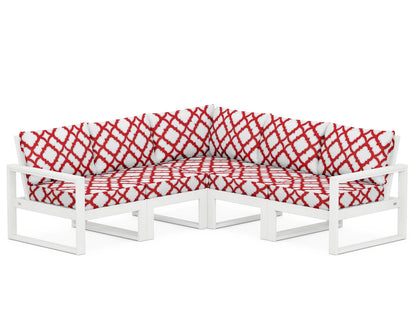 POLYWOOD® EDGE 5-Piece Modular Deep Seating Set in White / Trellis Crimson