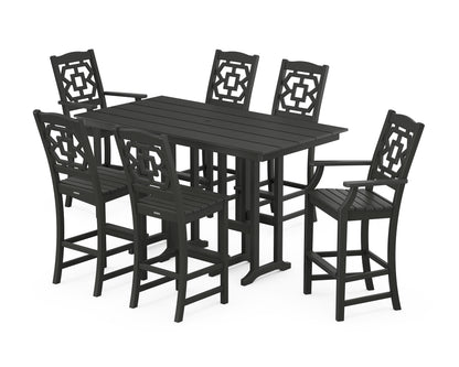 Martha Stewart by POLYWOOD® Chinoiserie 7-Piece Farmhouse Bar Set in Black
