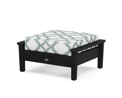 POLYWOOD® Prescott Deep Seating Ottoman in Black / Trellis Glacier Spa