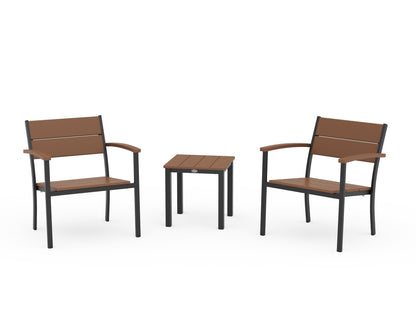 POLYWOOD® Main Street 3-Piece Lounge Chair Set in Black / Teak