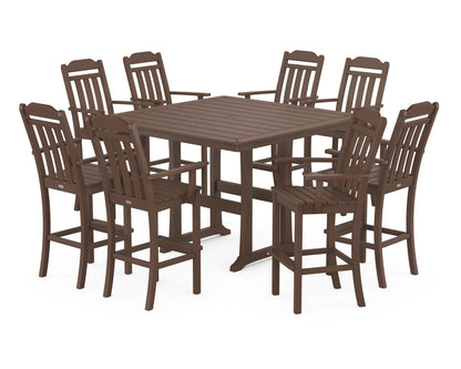 Country Living Cottage 9-Piece Bar Set with Trestle Legs in Mahogany