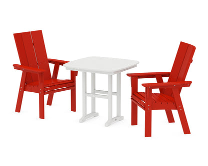 POLYWOOD® Modern Adirondack 3-Piece Dining Set in Sunset Red / White