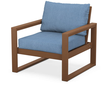 POLYWOOD® EDGE Club Chair in Teak / Sky Blue
