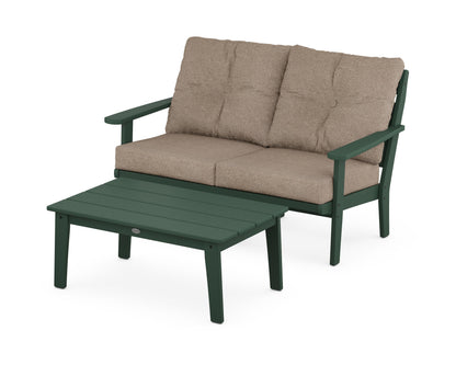 POLYWOOD® Lakeside 2-Piece Lounge Loveseat Set in Green / Spiced Burlap