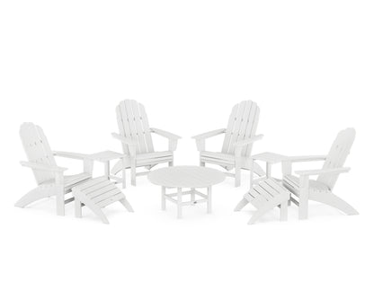 POLYWOOD® Vineyard Curveback Adirondack Chair 9-Piece Conversation Set in White