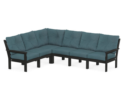 POLYWOOD® Vineyard 6-Piece Sectional in Black / Ocean Teal
