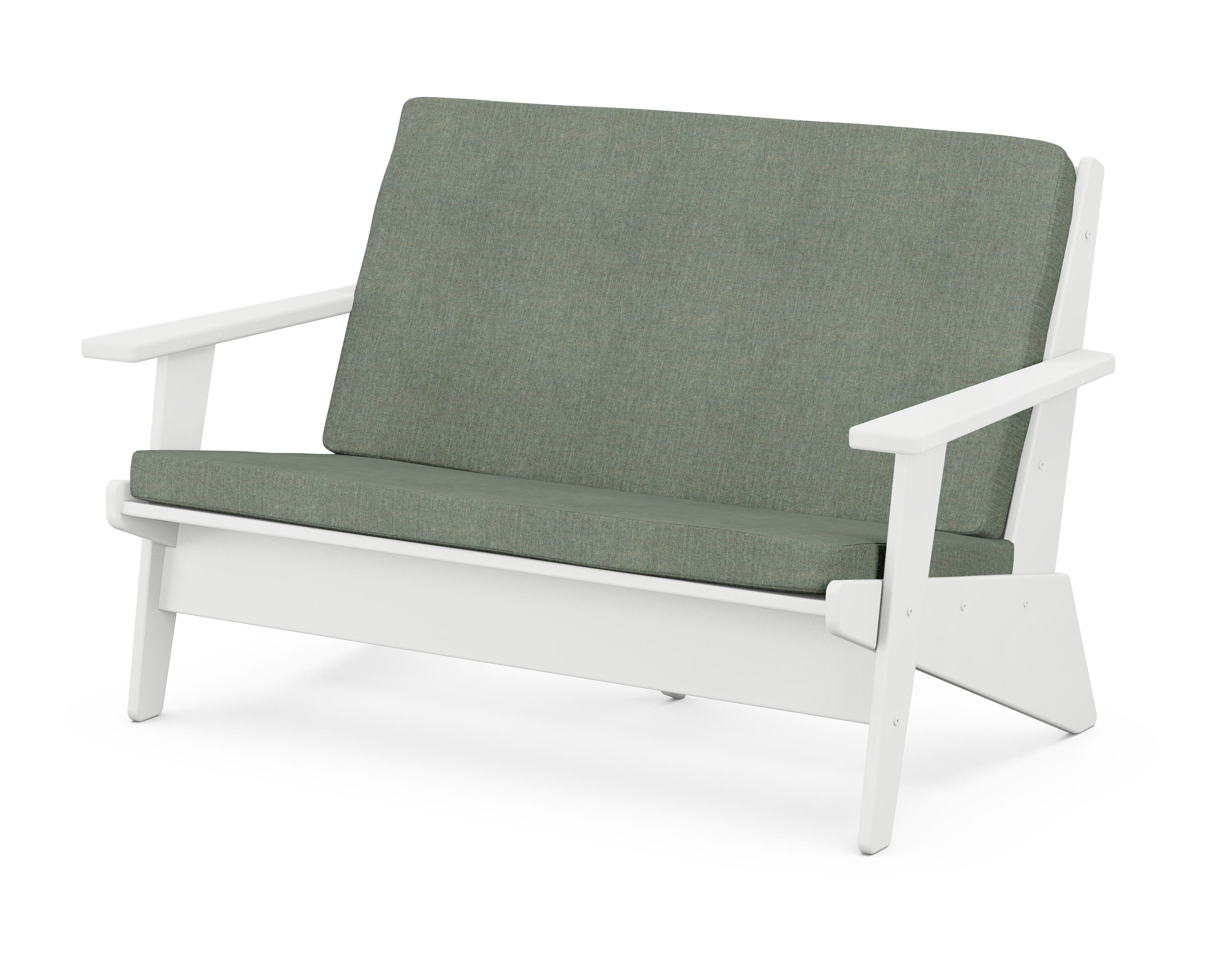 POLYWOOD® Riviera Modern Lounge Loveseat in White / Cast Sage