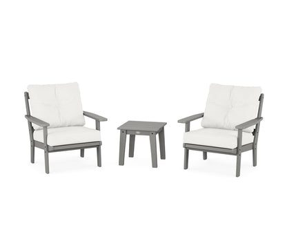 POLYWOOD® Oxford 3-Piece Deep Seating Set in Slate Grey / Natural Linen