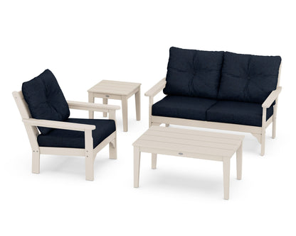 POLYWOOD® Vineyard 4-Piece Deep Seating Set in Sand / Marine Indigo
