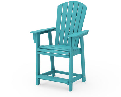 POLYWOOD® Nautical Curveback Adirondack Counter Chair in Aruba