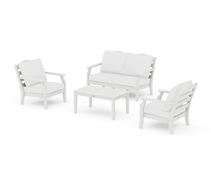 Draper James™ by  POLYWOOD® Savannah 4-Piece Deep Seating Set with Loveseat in Vintage White / Natural