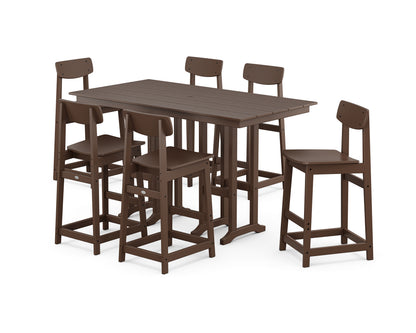 POLYWOOD® Modern Studio Urban Bar Chair 7-Piece Set in Mahogany