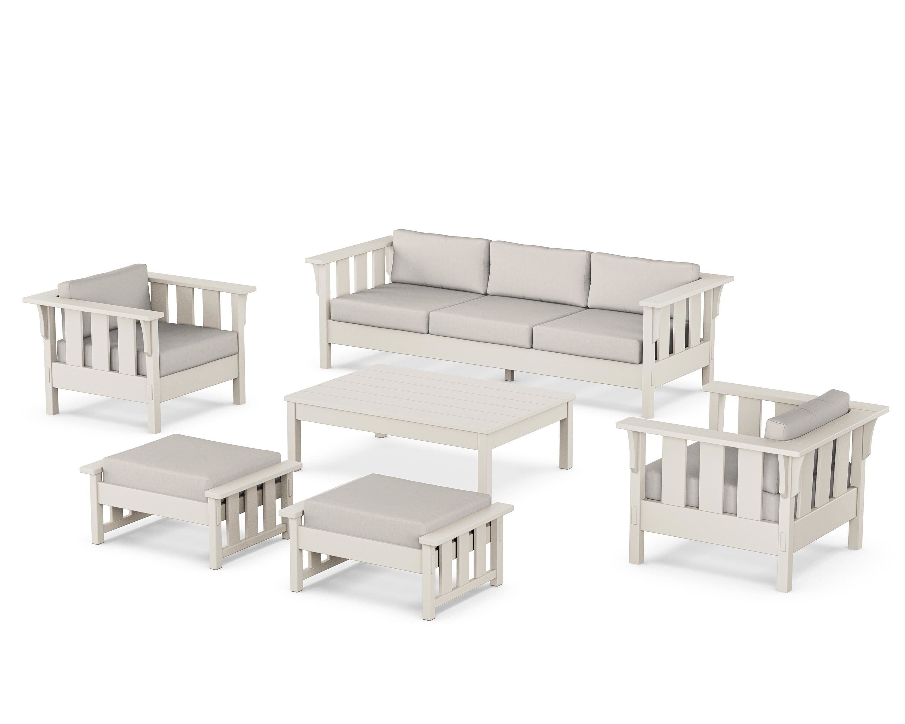 Martha Stewart by POLYWOOD® Acadia 6-Piece Lounge Sofa Set in Sand / Cast Ash