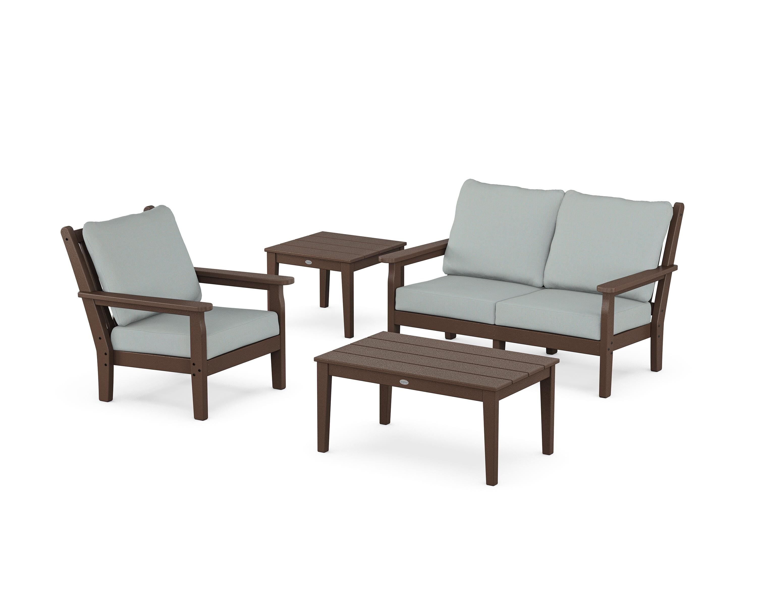 POLYWOOD® Chippendale 4-Piece Deep Seating Set in Mahogany / Spa