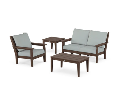 POLYWOOD® Chippendale 4-Piece Deep Seating Set in Mahogany / Spa