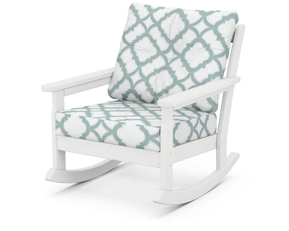 POLYWOOD® Vineyard Deep Seating Rocking Chair in White / Trellis Glacier Spa