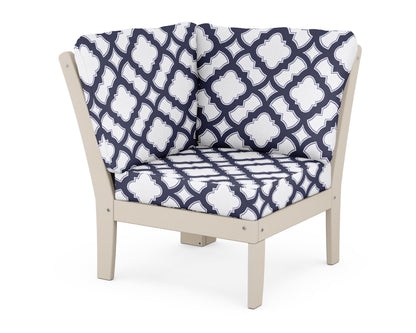POLYWOOD® Braxton Modular Corner Chair in Sand / Trellis Navy