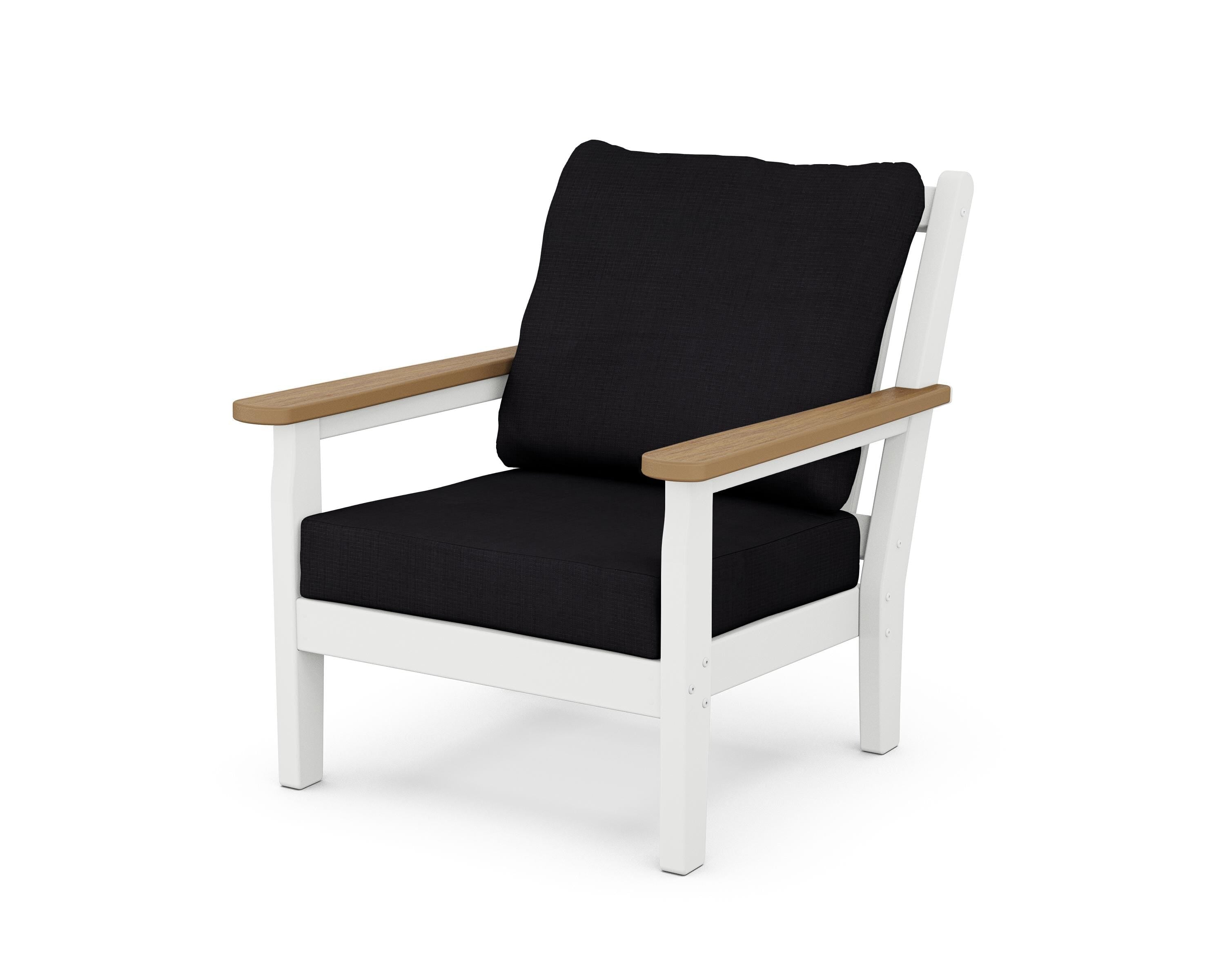 POLYWOOD® Chippendale Deep Seating Chair in White / Natural / Midnight Linen