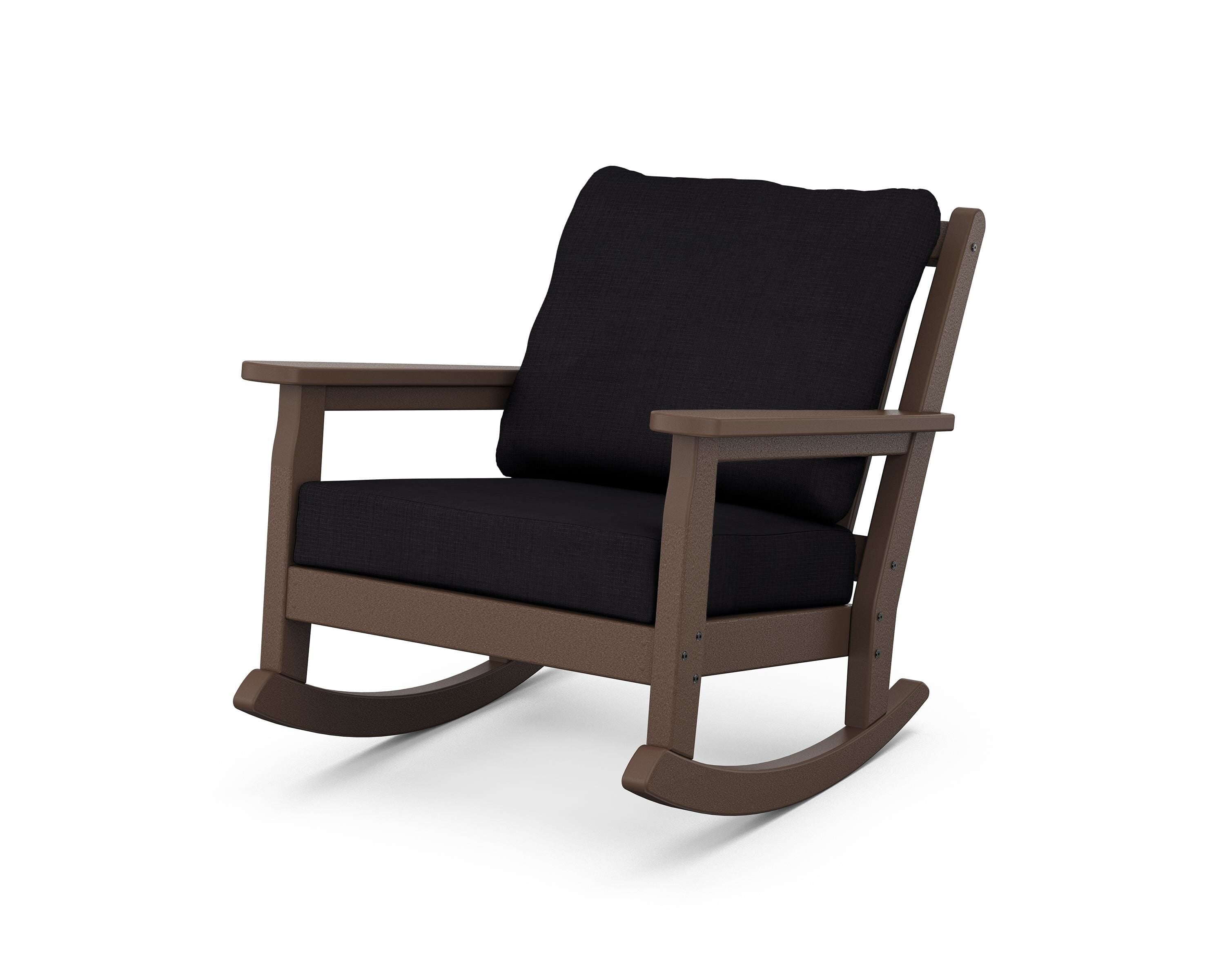 POLYWOOD® Chippendale Deep Seating Rocking Chair in Mahogany / Midnight Linen