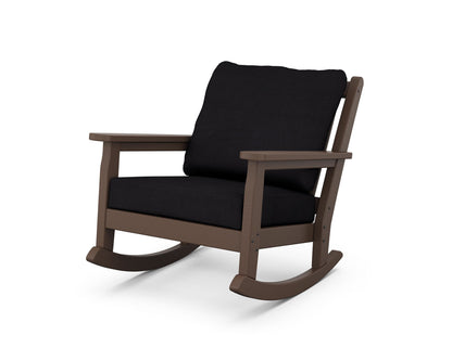 POLYWOOD® Chippendale Deep Seating Rocking Chair in Mahogany / Midnight Linen