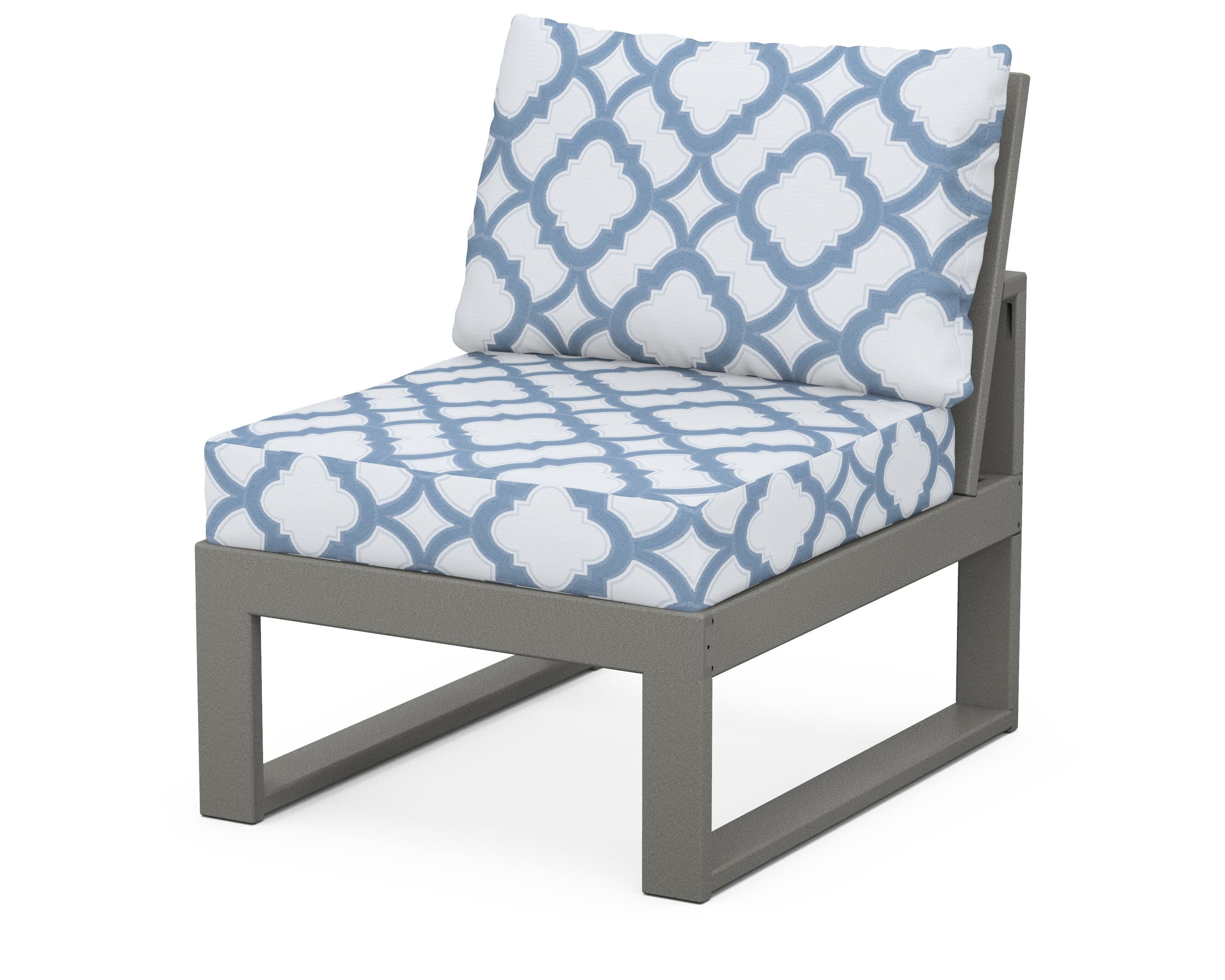 Unbranded Modular Armless Chair in Slate Grey / Trellis Sky Blue
