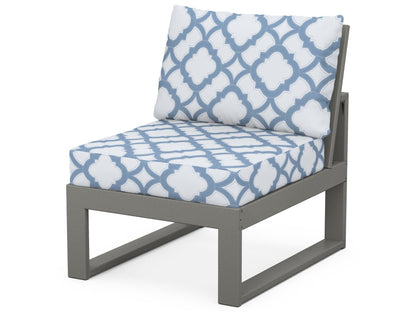 Unbranded Modular Armless Chair in Slate Grey / Trellis Sky Blue