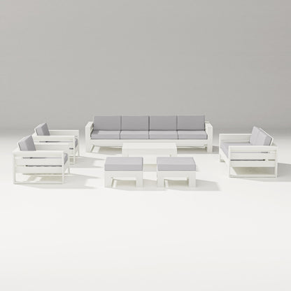 PW Designer Series Latitude 8-Piece Lounge Sofa Set in Vintage White / Granite
