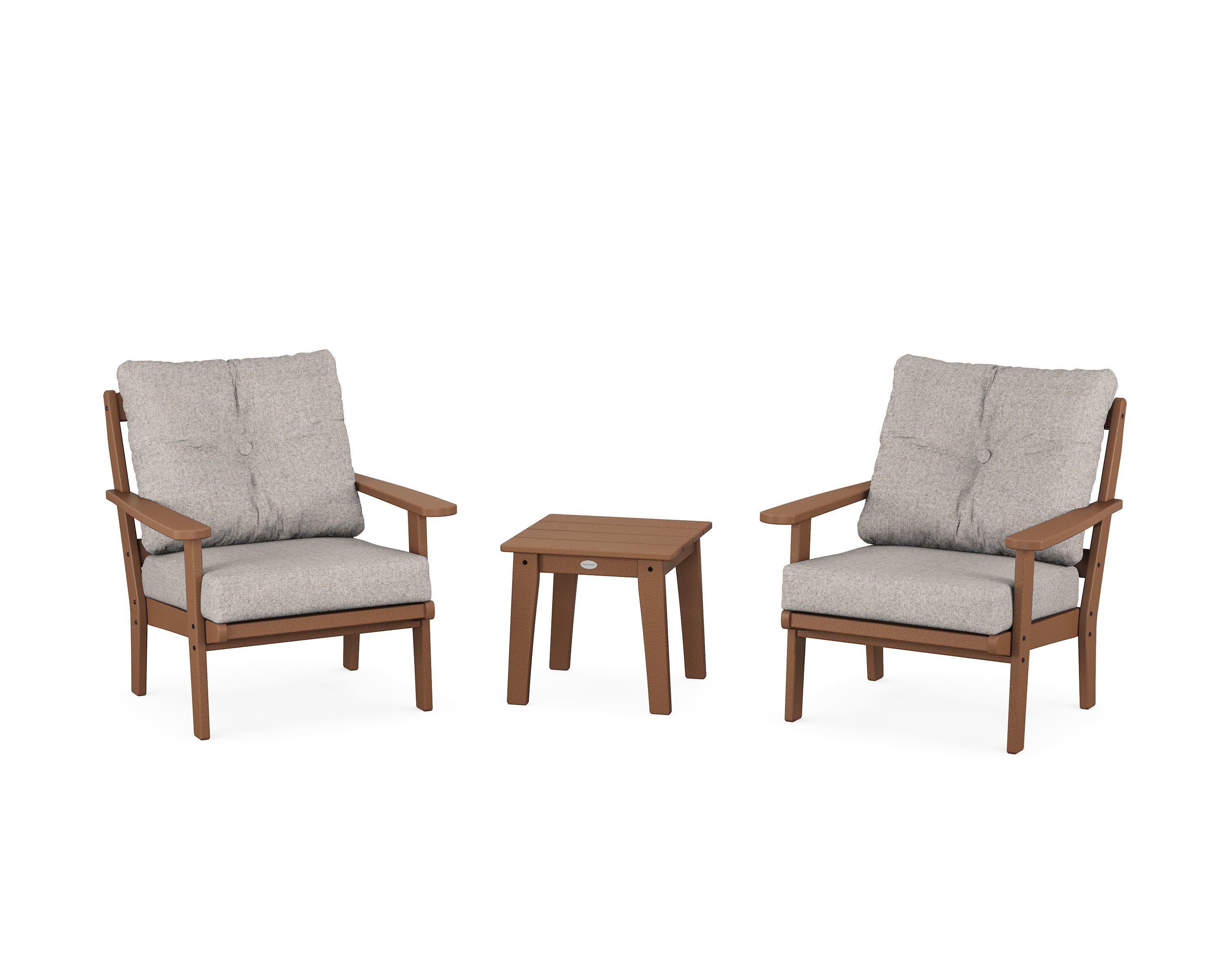 POLYWOOD® Mission 3-Piece Deep Seating Set in Teak / Weathered Tweed