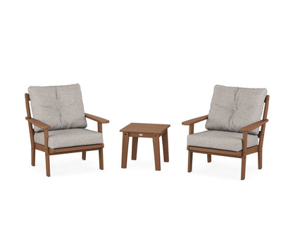POLYWOOD® Mission 3-Piece Deep Seating Set in Teak / Weathered Tweed