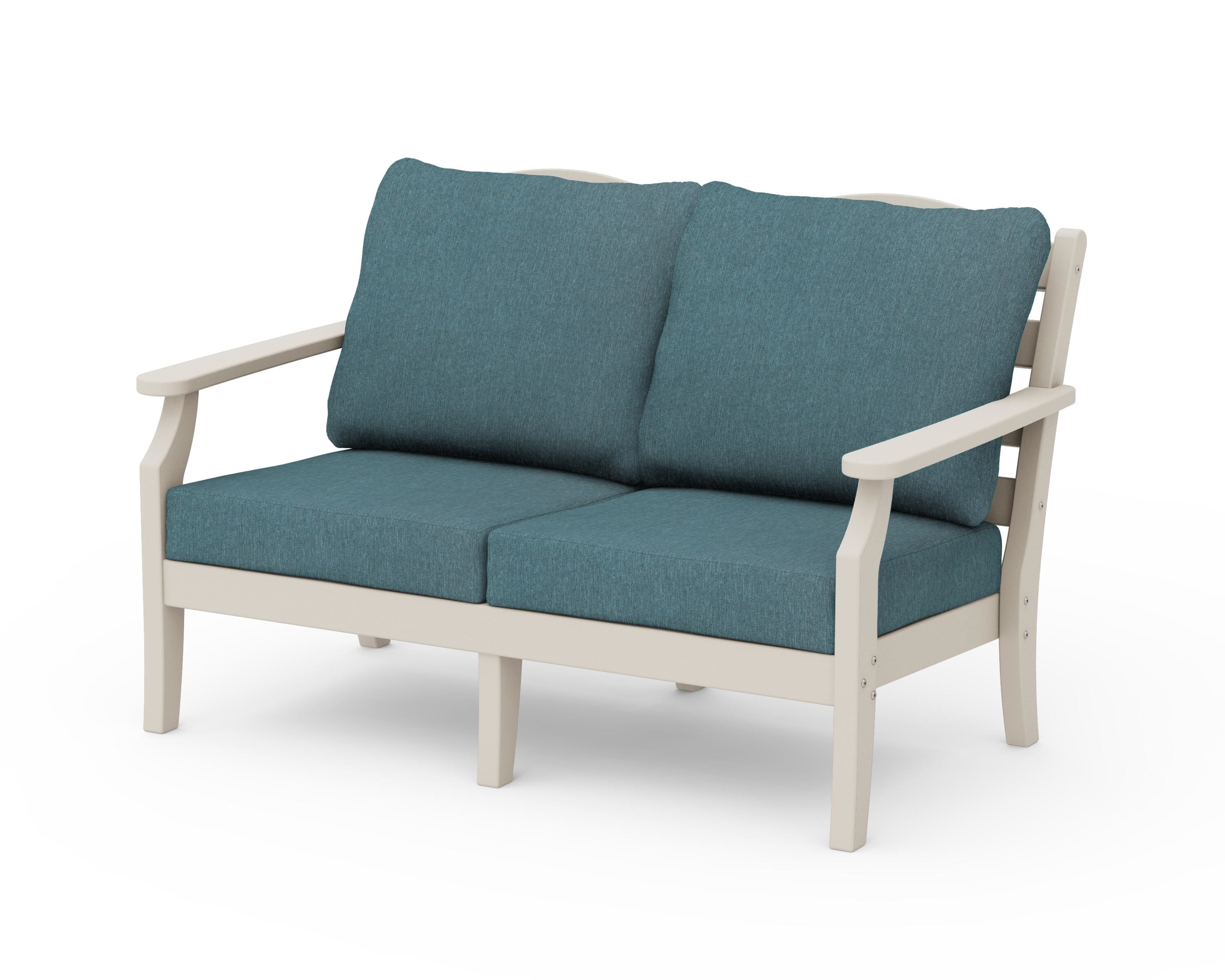 Draper James™ by  POLYWOOD® Savannah Deep Seating Loveseat in Sand / Ocean Teal