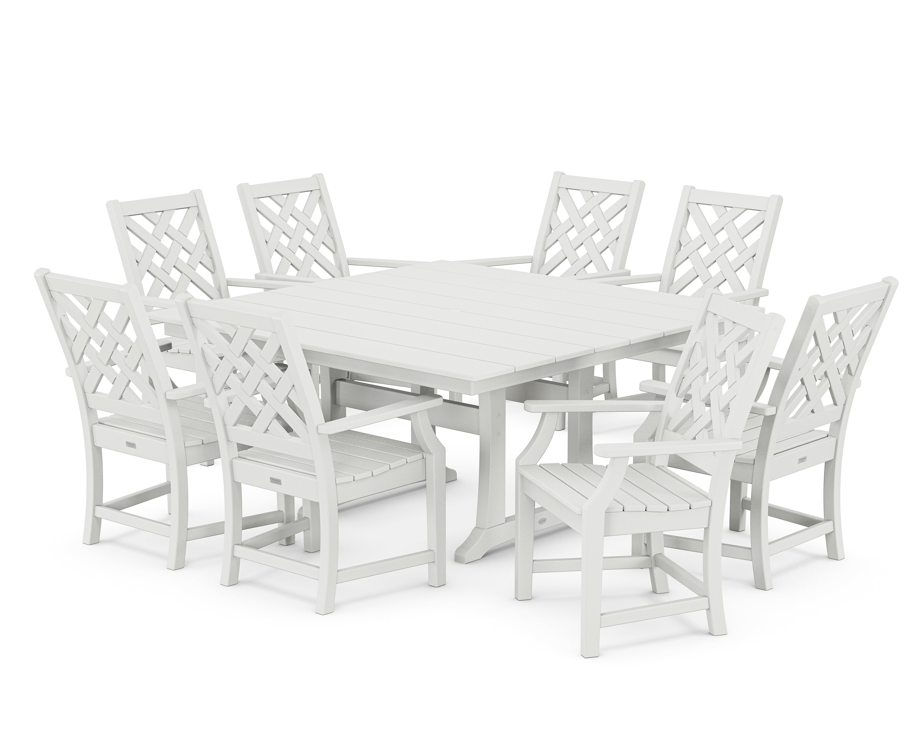 Country Living Wovendale 9-Piece Square Farmhouse Dining Set with Trestle Legs in White