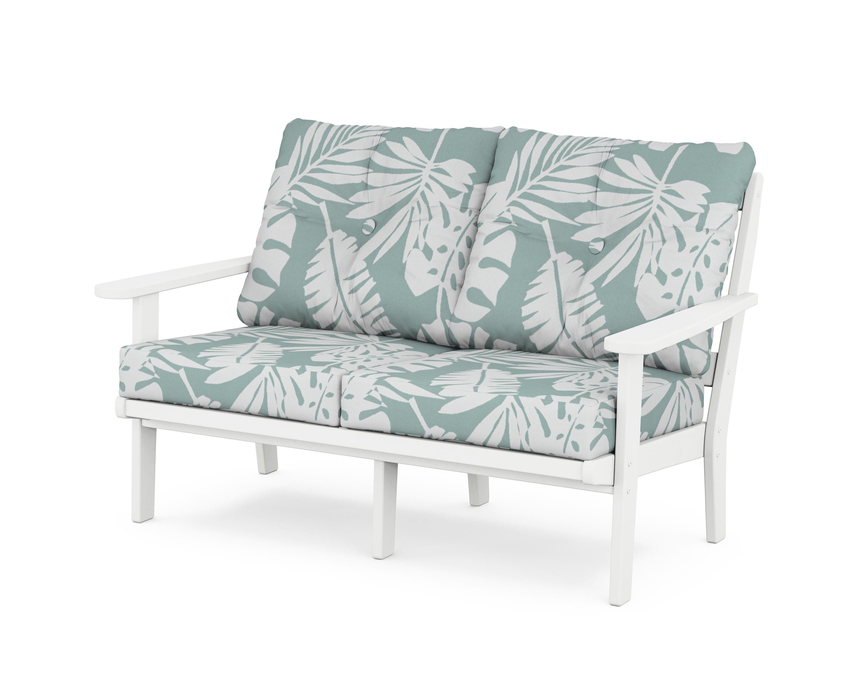 POLYWOOD® Mission Deep Seating Loveseat in White / Leaf Glacier Spa