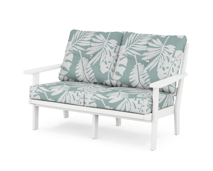 POLYWOOD® Mission Deep Seating Loveseat in White / Leaf Glacier Spa
