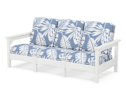 POLYWOOD® Club Sofa in White / Leaf Sky Blue