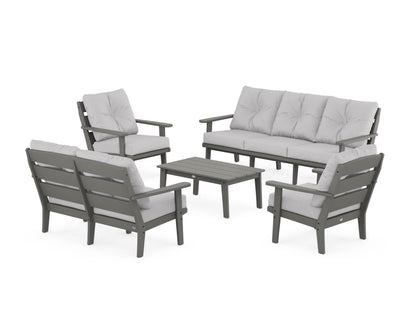 POLYWOOD® Lakeside 5-Piece Lounge Sofa Set in Slate Grey / Granite