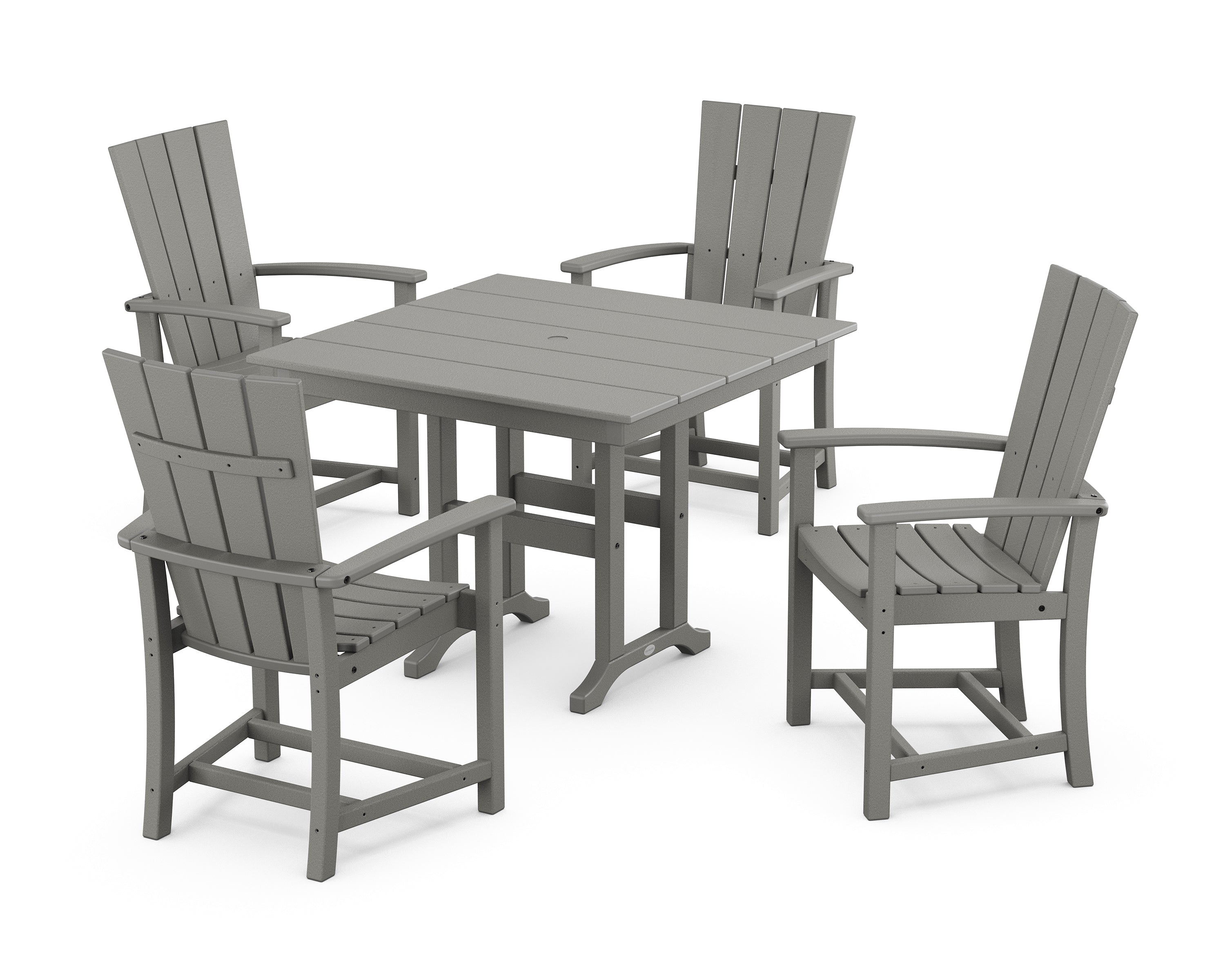 POLYWOOD® Quattro 5-Piece Farmhouse Dining Set in Slate Grey
