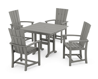 POLYWOOD® Quattro 5-Piece Farmhouse Dining Set in Slate Grey