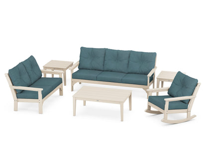 POLYWOOD® Vineyard 6-Piece Deep Seating Set in Sand / Ocean Teal