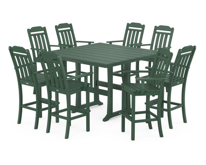 Country Living Cottage 9-Piece Farmhouse Bar Set with Trestle Legs in Green