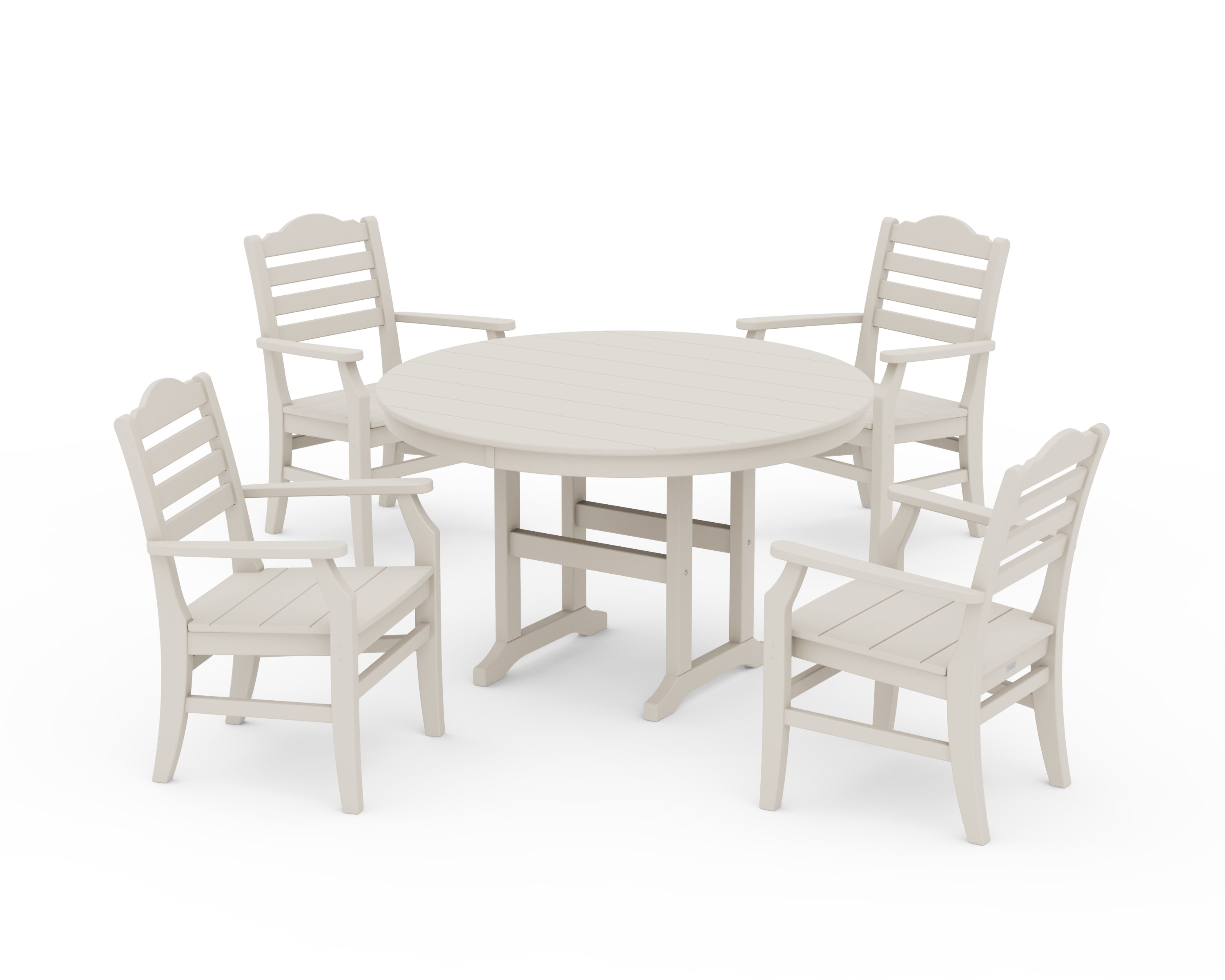 POLYWOOD® Savannah 5-Piece Round Farmhouse Dining Set in Sand