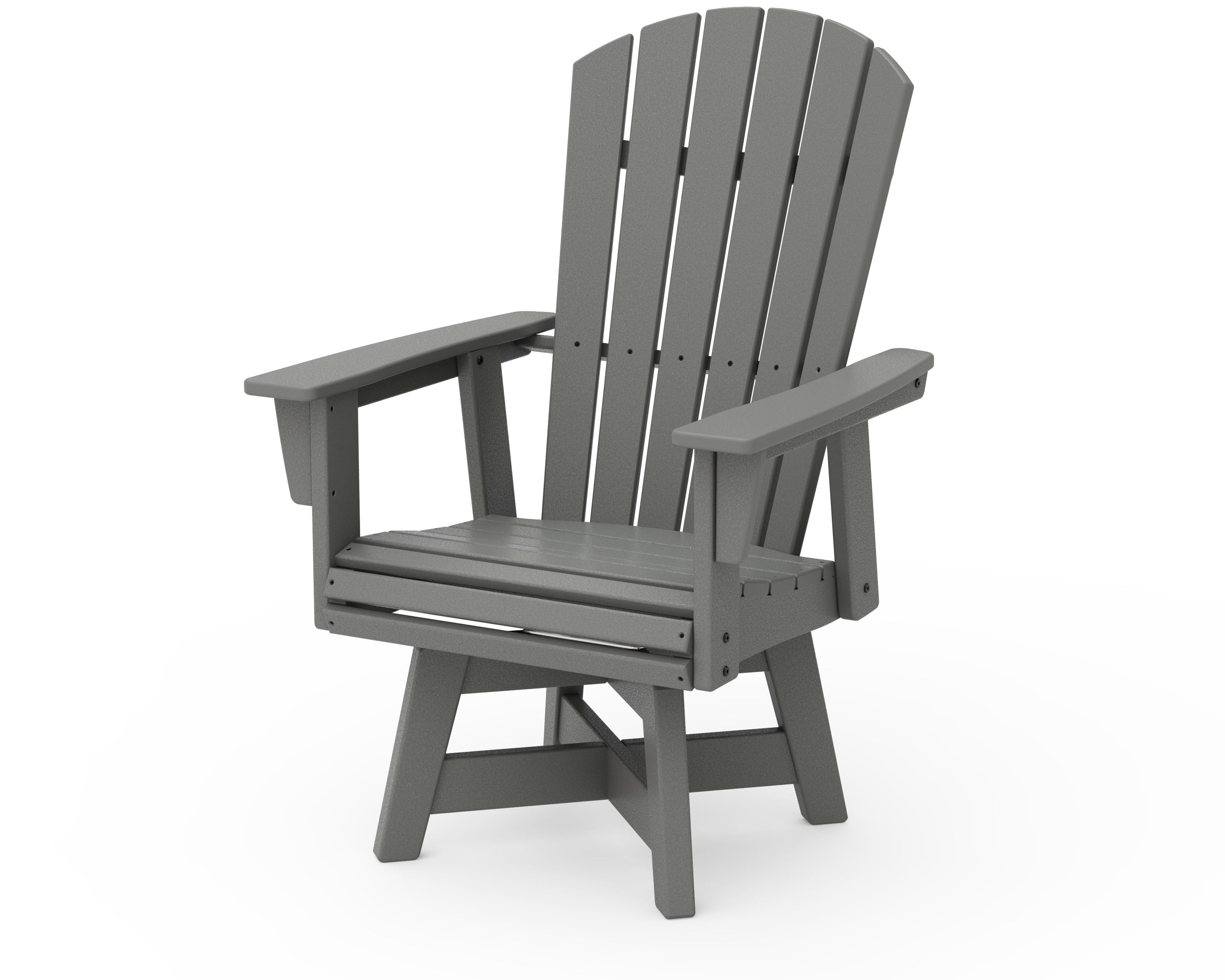POLYWOOD® Nautical Curveback Adirondack Swivel Dining Chair in Slate Grey