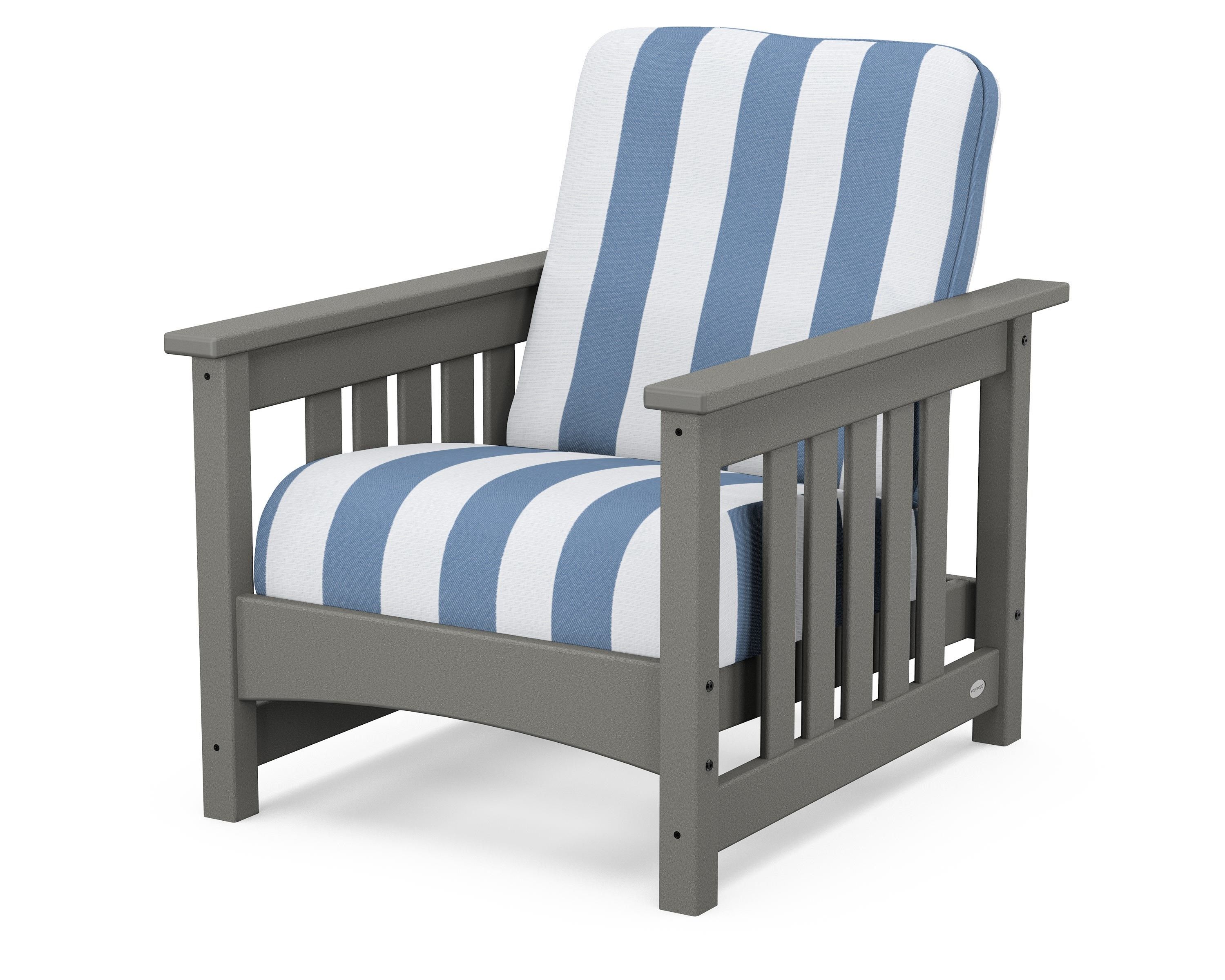 POLYWOOD® Club Mission Chair in Slate Grey / Cabana Stripe Sky Blue