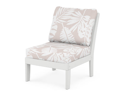 POLYWOOD® Braxton Modular Armless Chair in White / Leaf Dune Burlap
