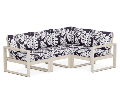 POLYWOOD® EDGE 4-Piece Modular Deep Seating Set in Sand / Leaf Navy