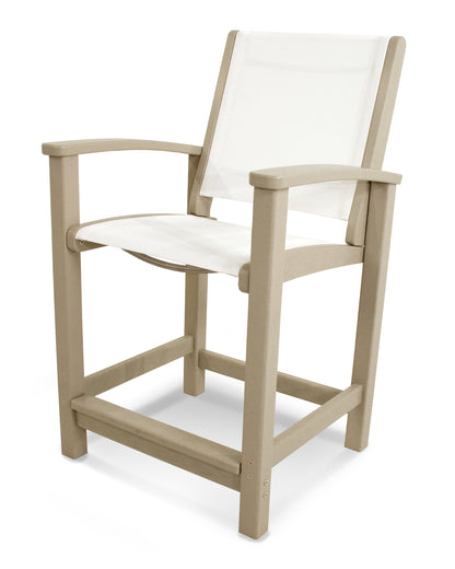 POLYWOOD® Coastal Counter Chair in Sand / White Sling