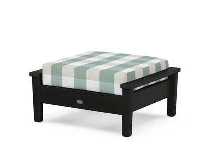 POLYWOOD® Prescott Deep Seating Ottoman in Black / Buffalo Plaid Glacier Spa
