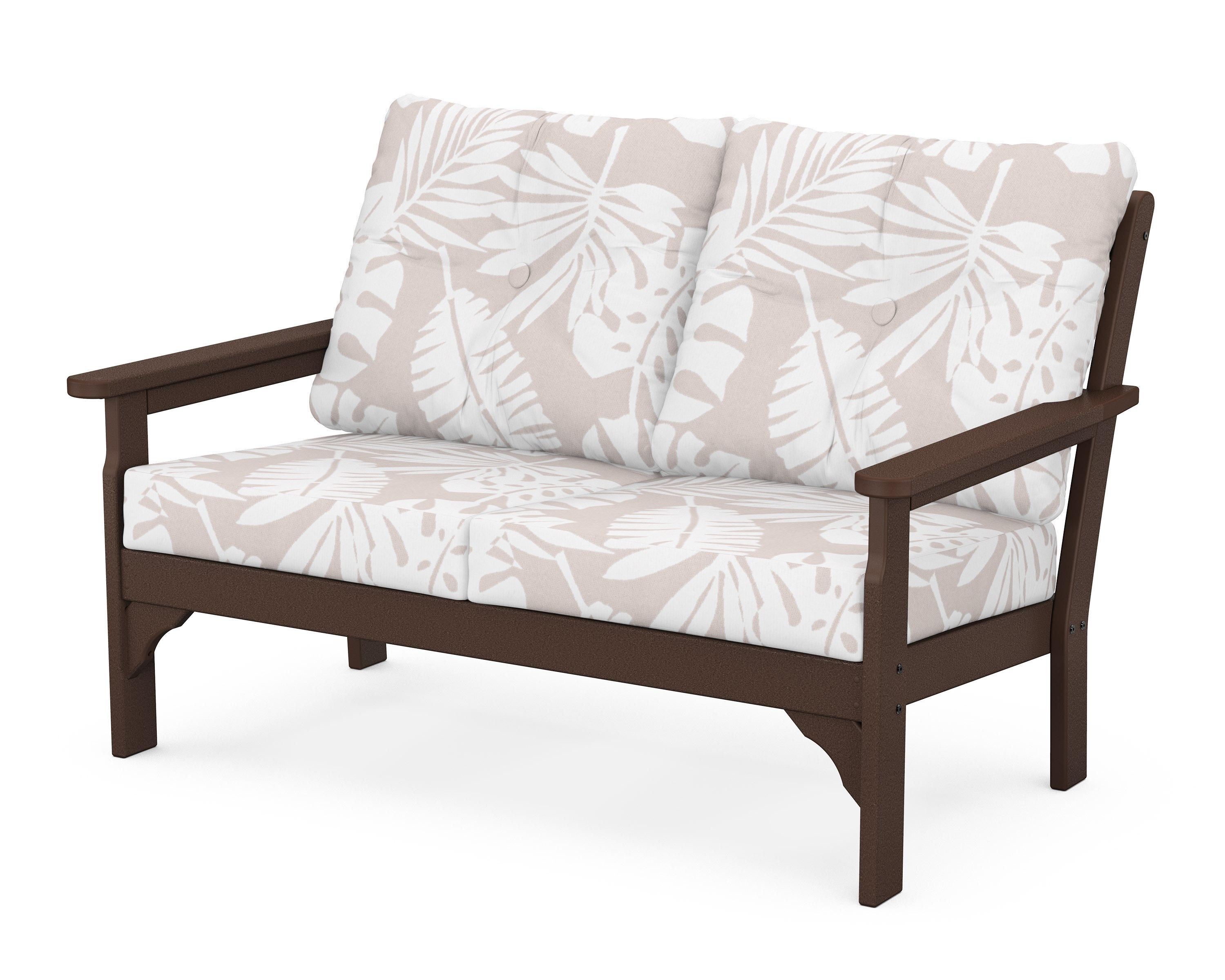 POLYWOOD® Vineyard Deep Seating Loveseat in Mahogany / Leaf Dune Burlap