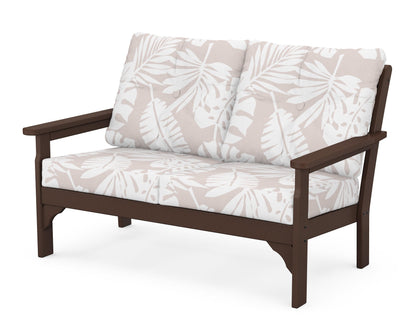 POLYWOOD® Vineyard Deep Seating Loveseat in Mahogany / Leaf Dune Burlap