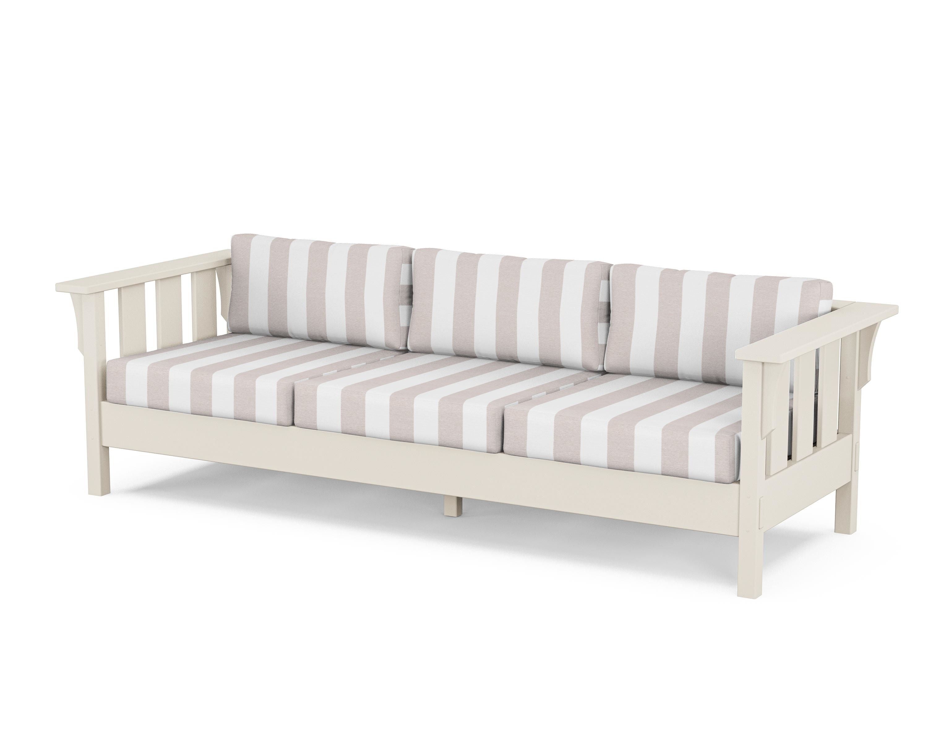 Martha Stewart by POLYWOOD® Acadia Deep Seating Sofa in Sand / Cabana Stripe Dune Burlap